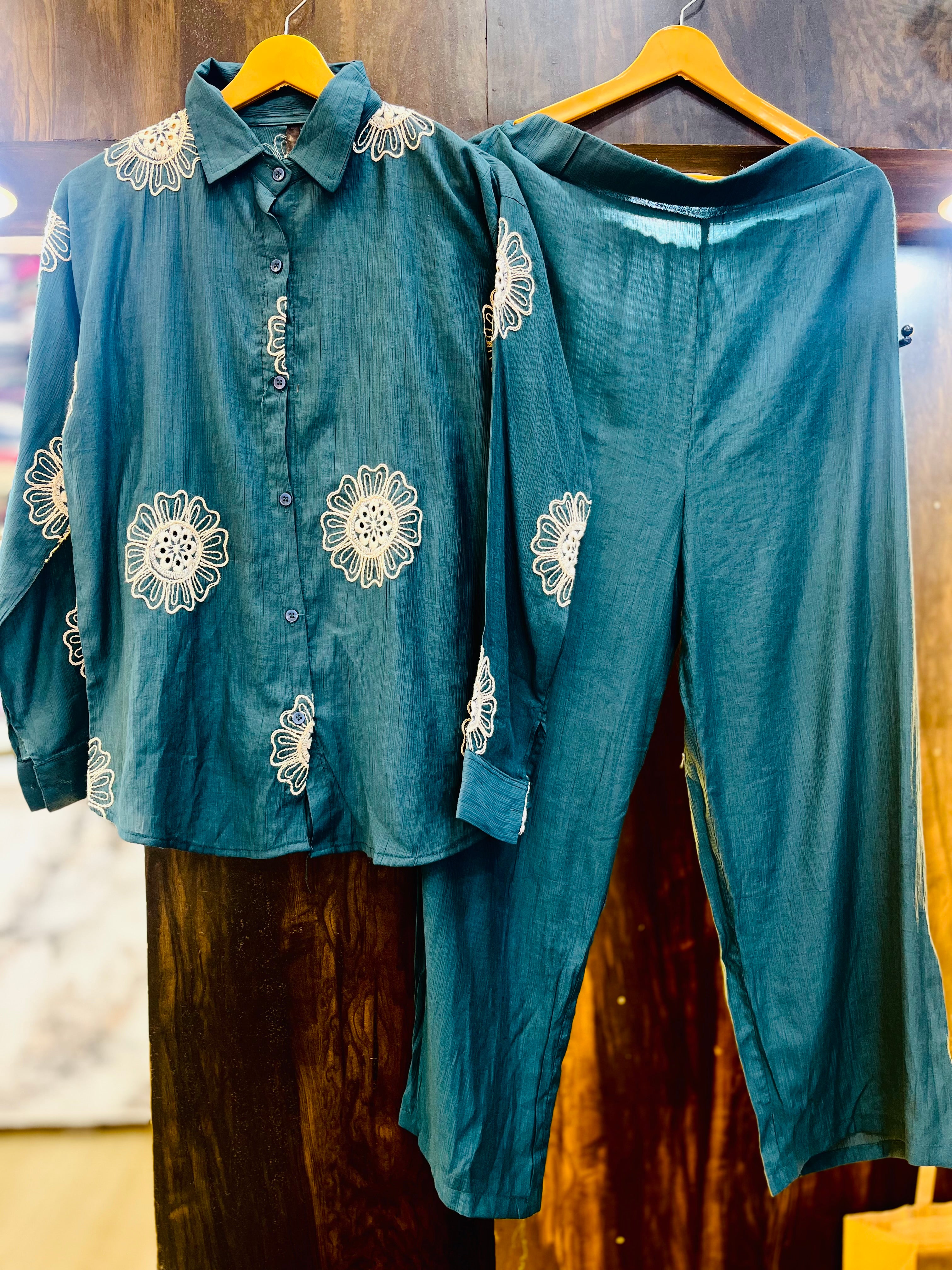 Flower Embroidered Co-ord Set