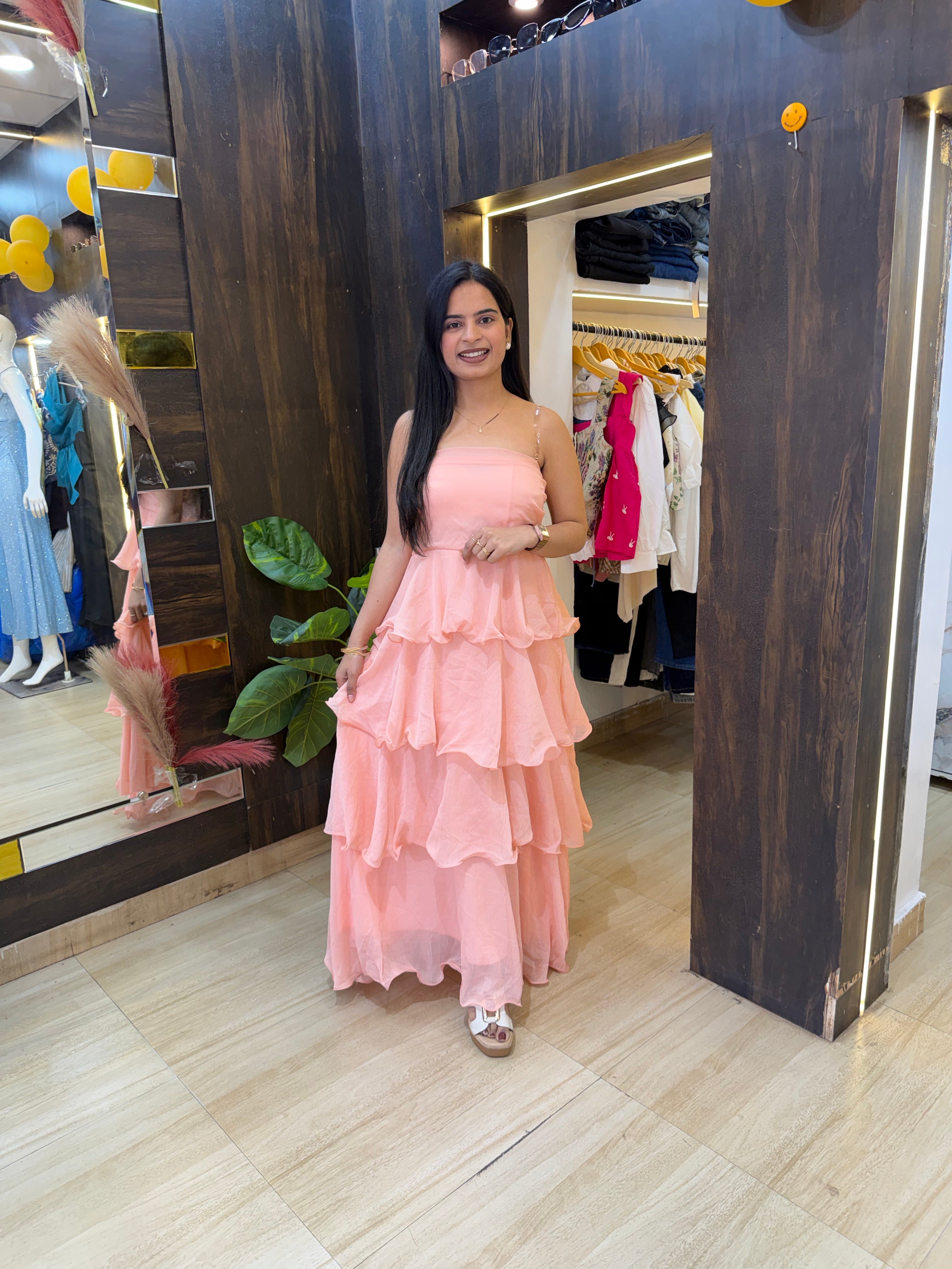 Peachy Frill Cotton Dress