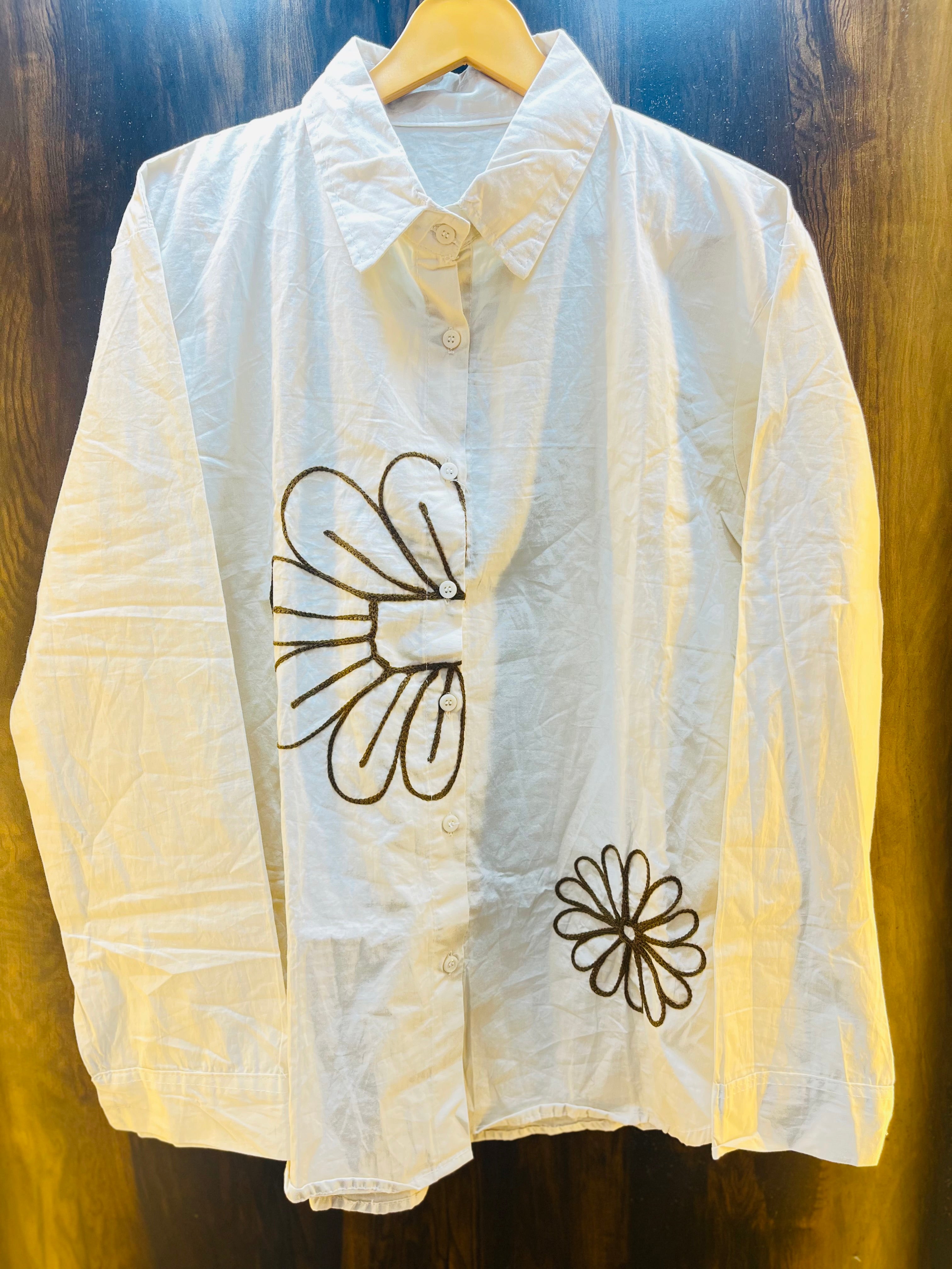 Brown Embroidered Shirt