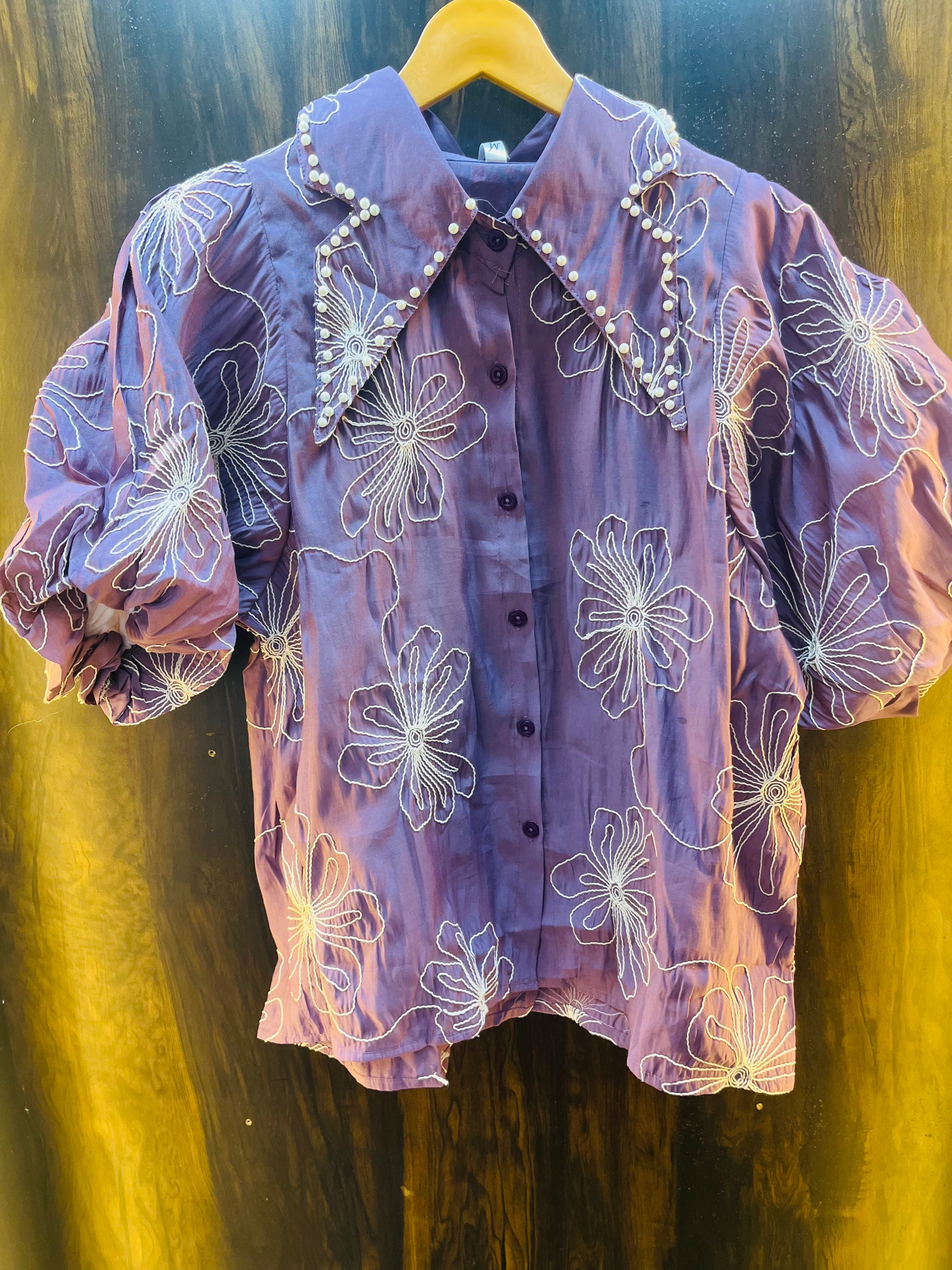 Paisley-Like Embroidery Shirt