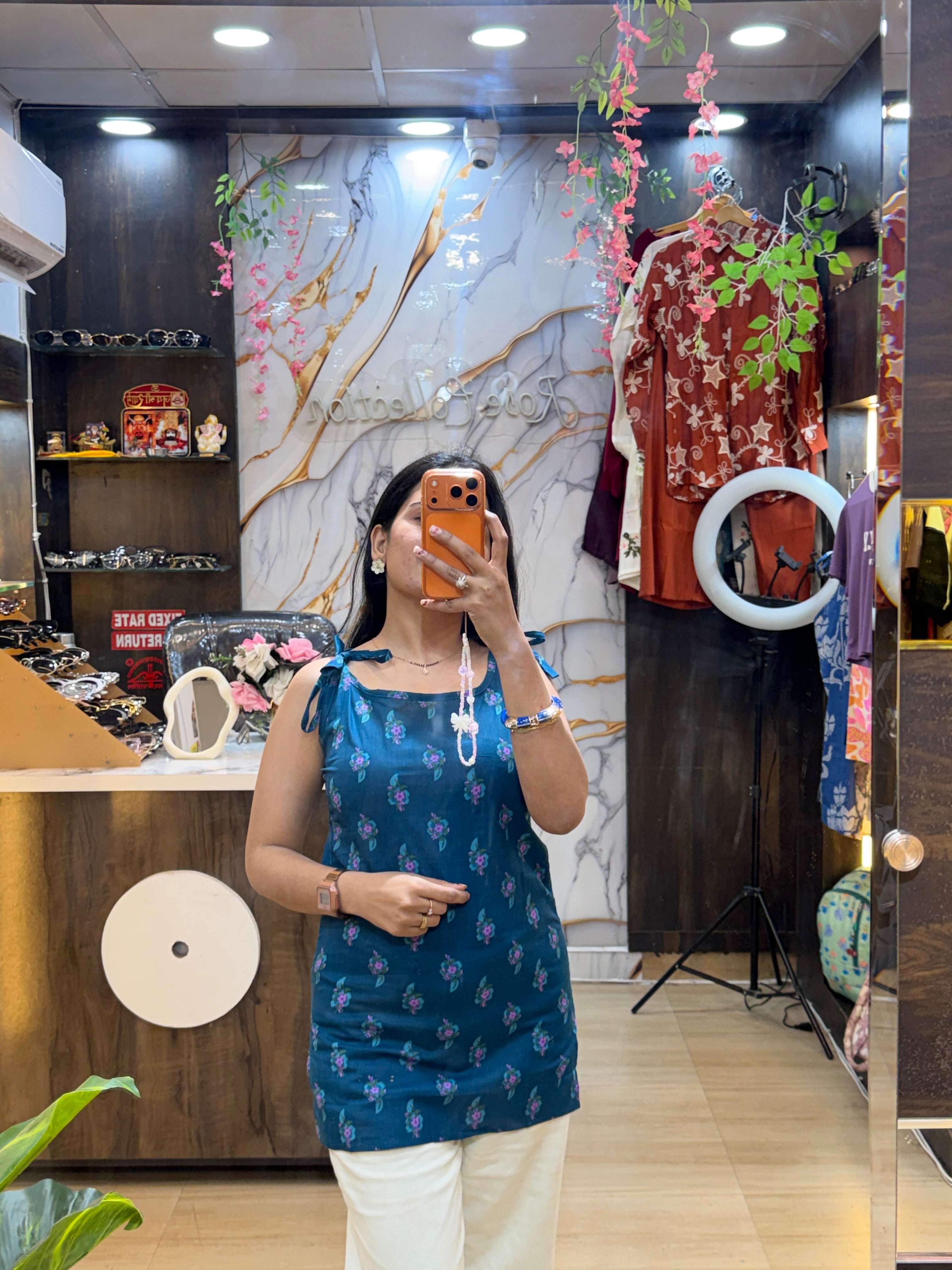 Tie-knot Blue Short kurti