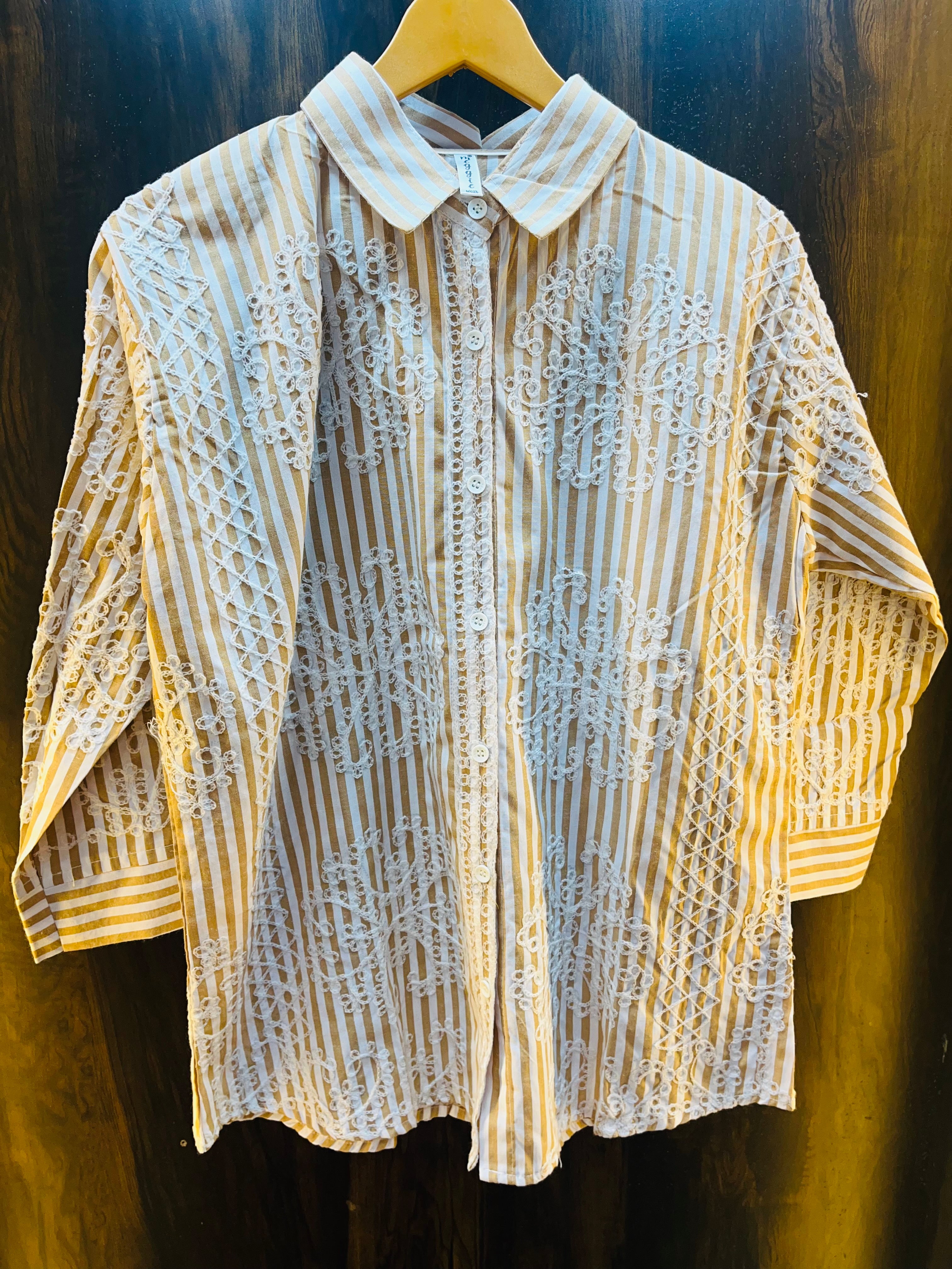 White Flower Embroidered Shirt