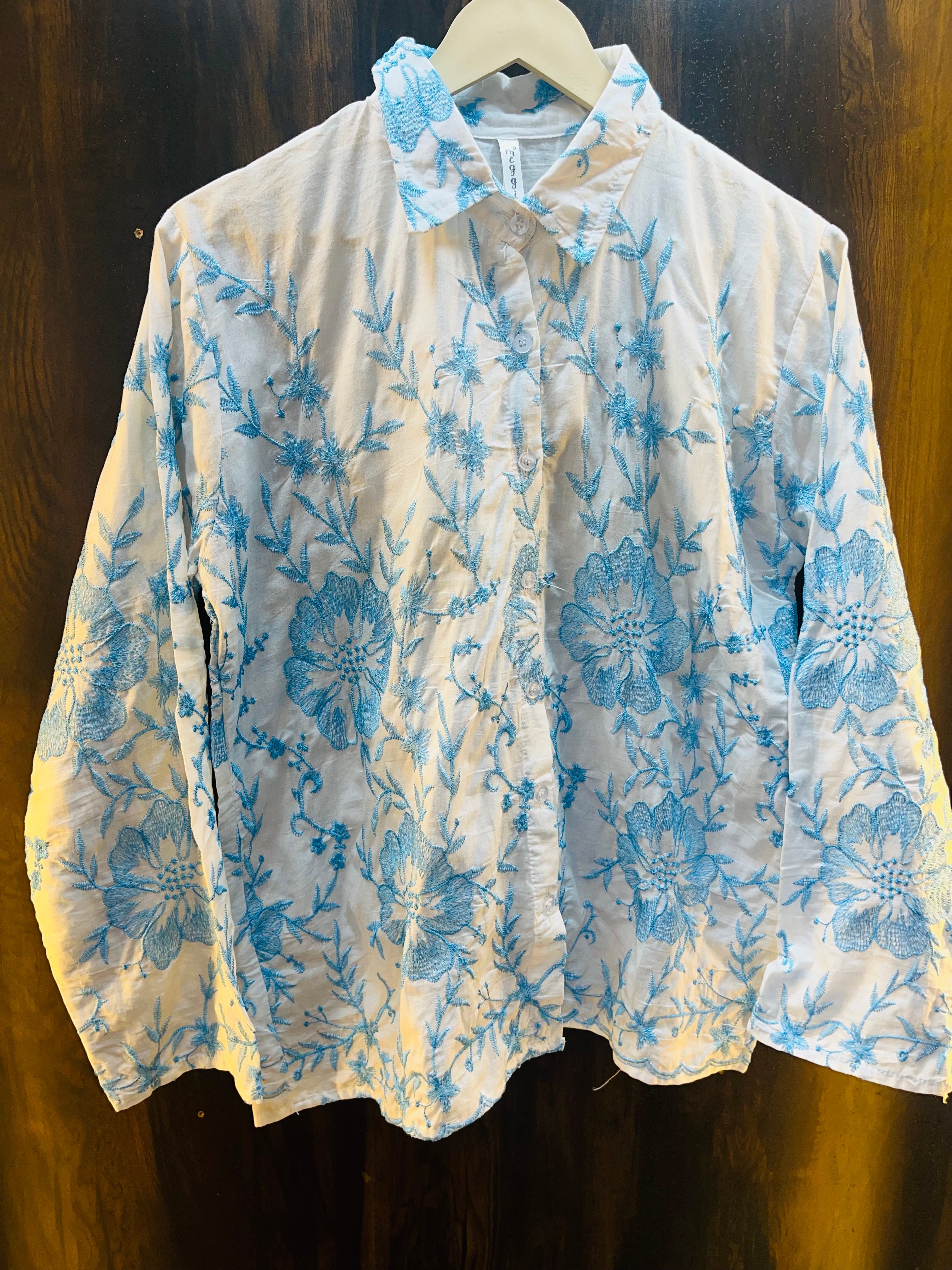 Flower Embroidered Premium Shirt