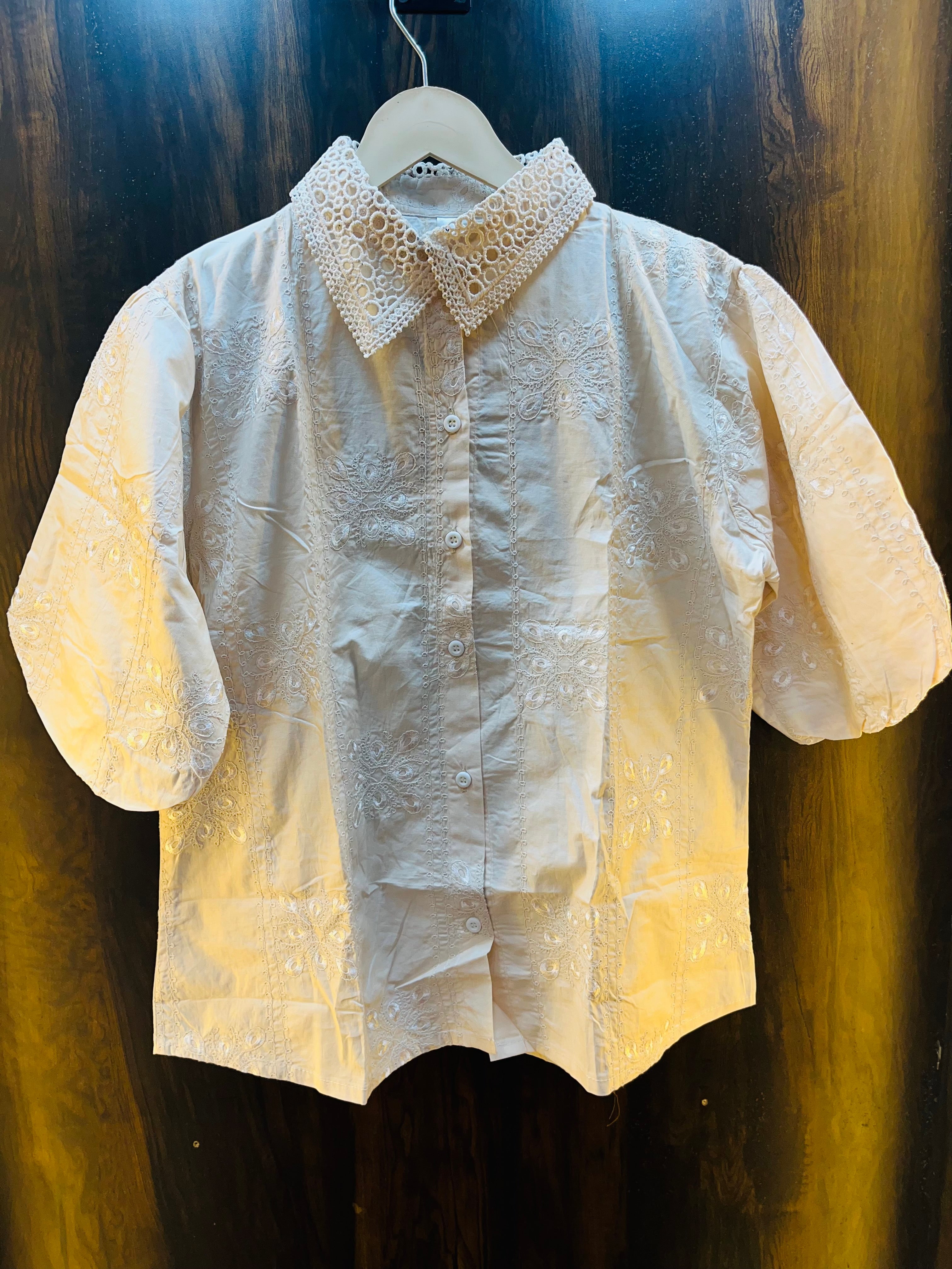 Flower Embroidered Shirt