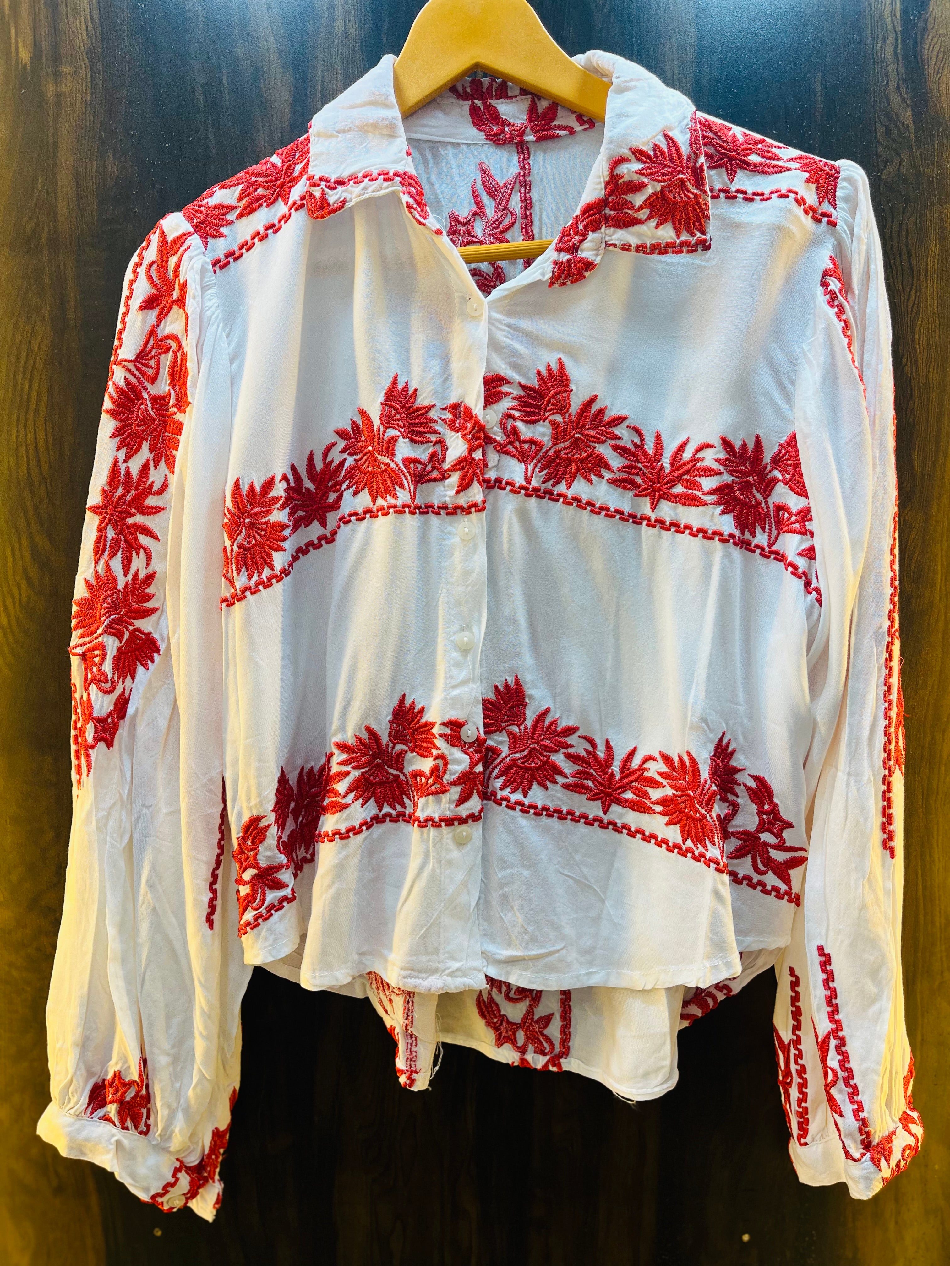 Red Embroidered Shirt