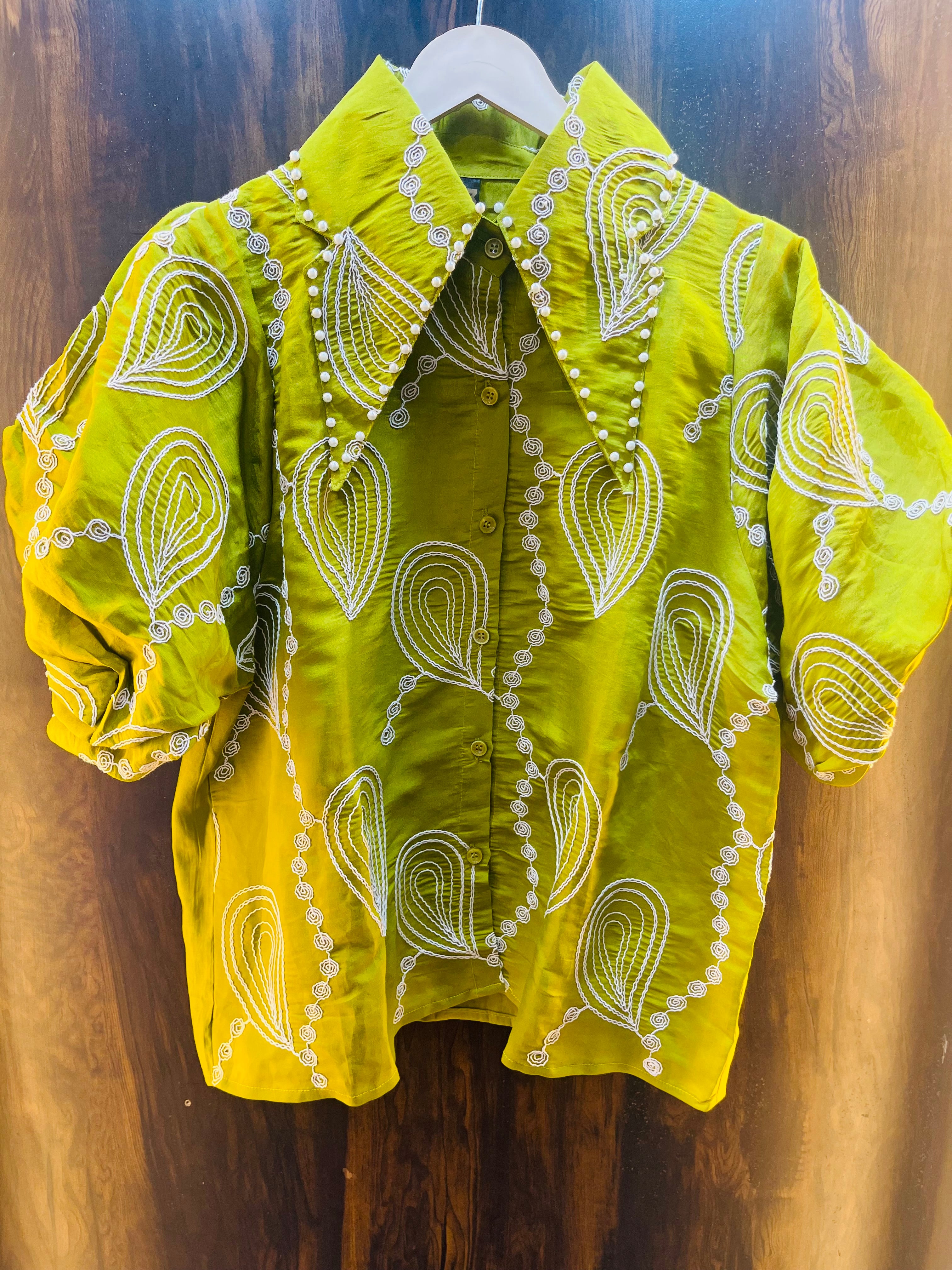 Paisley-Like Embroidery Shirt