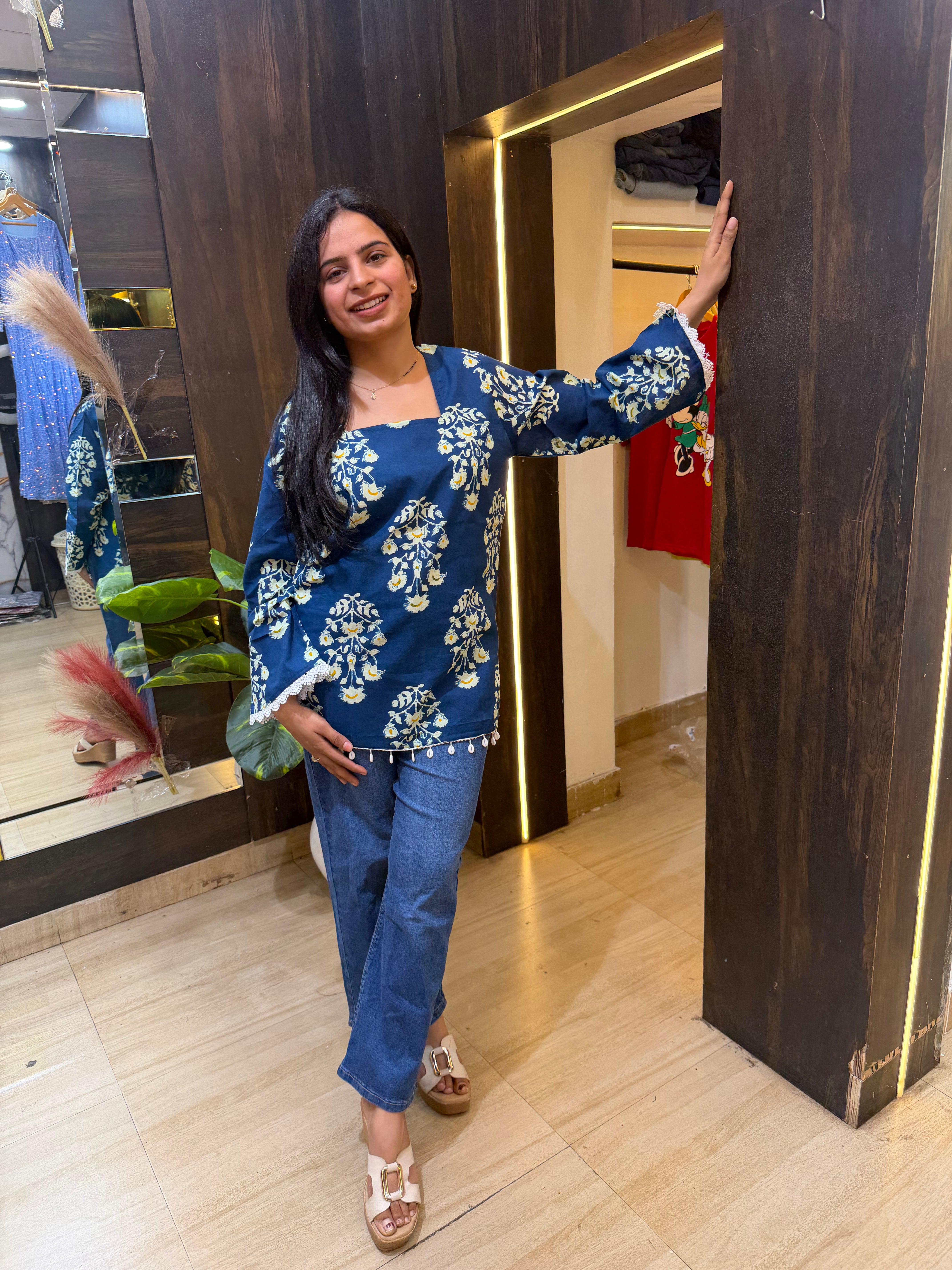 Back Square Neck Kurti