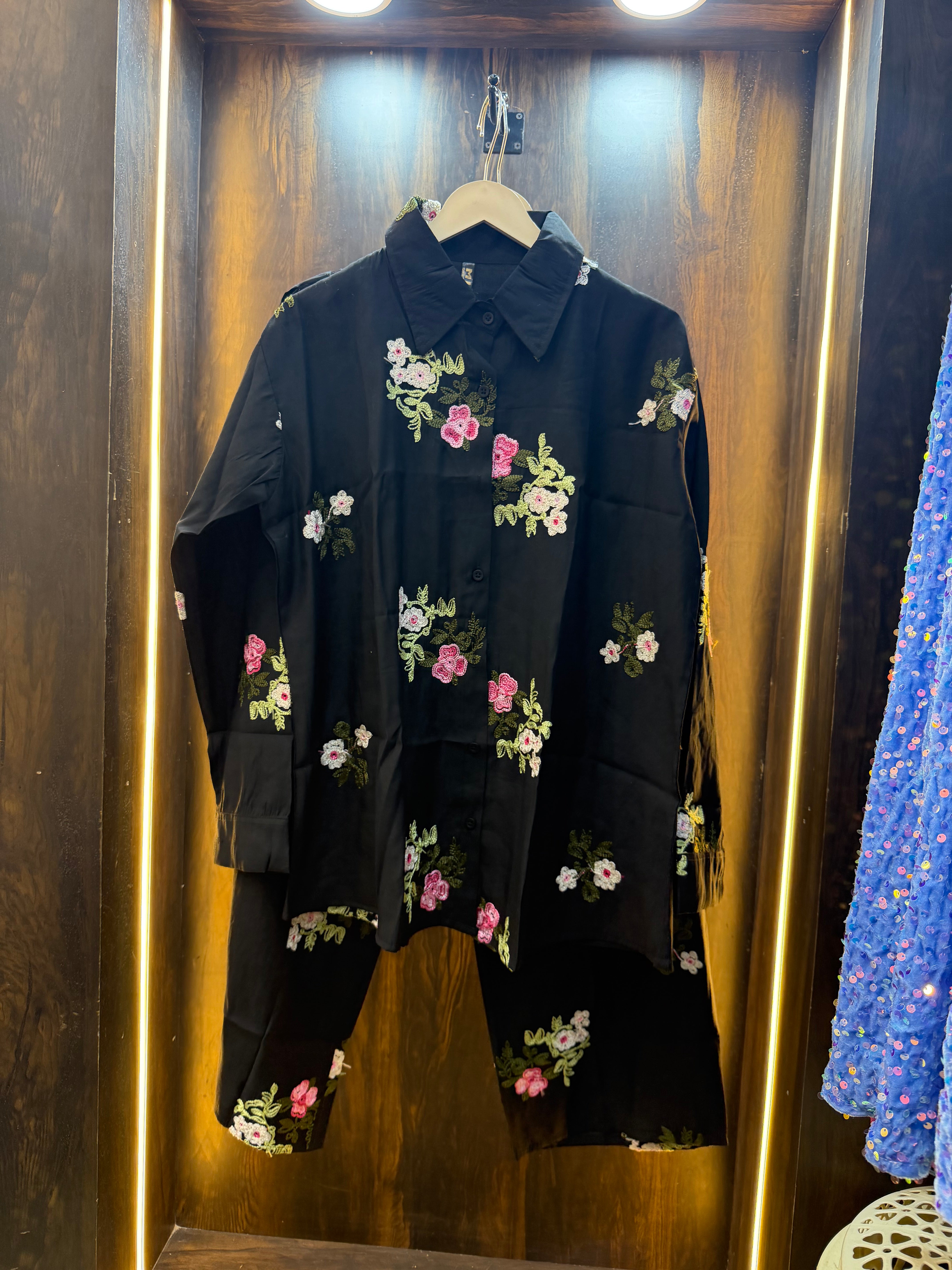 Flower Embroidery Co-ord Set
