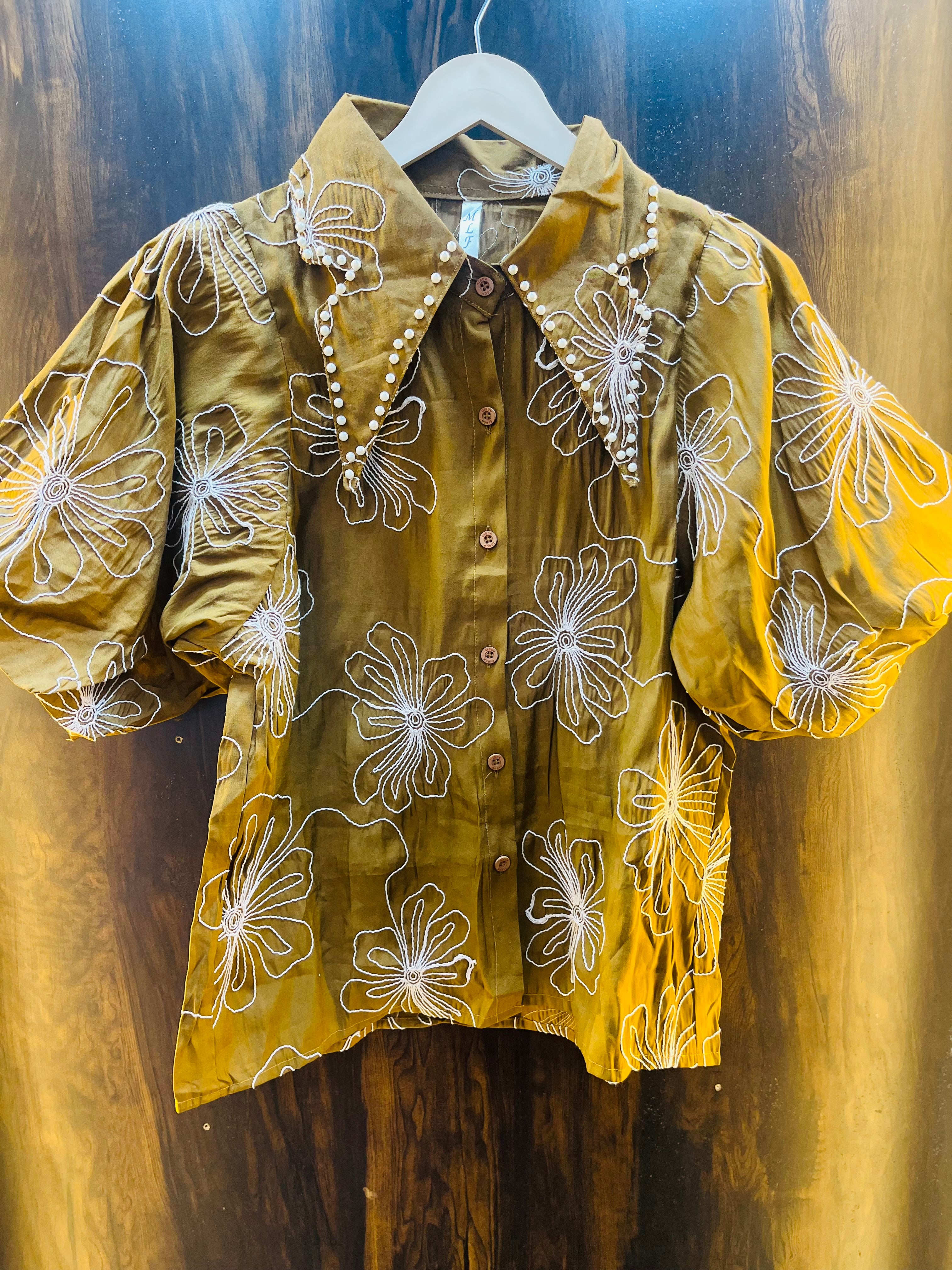 Paisley-Like Embroidery Shirt