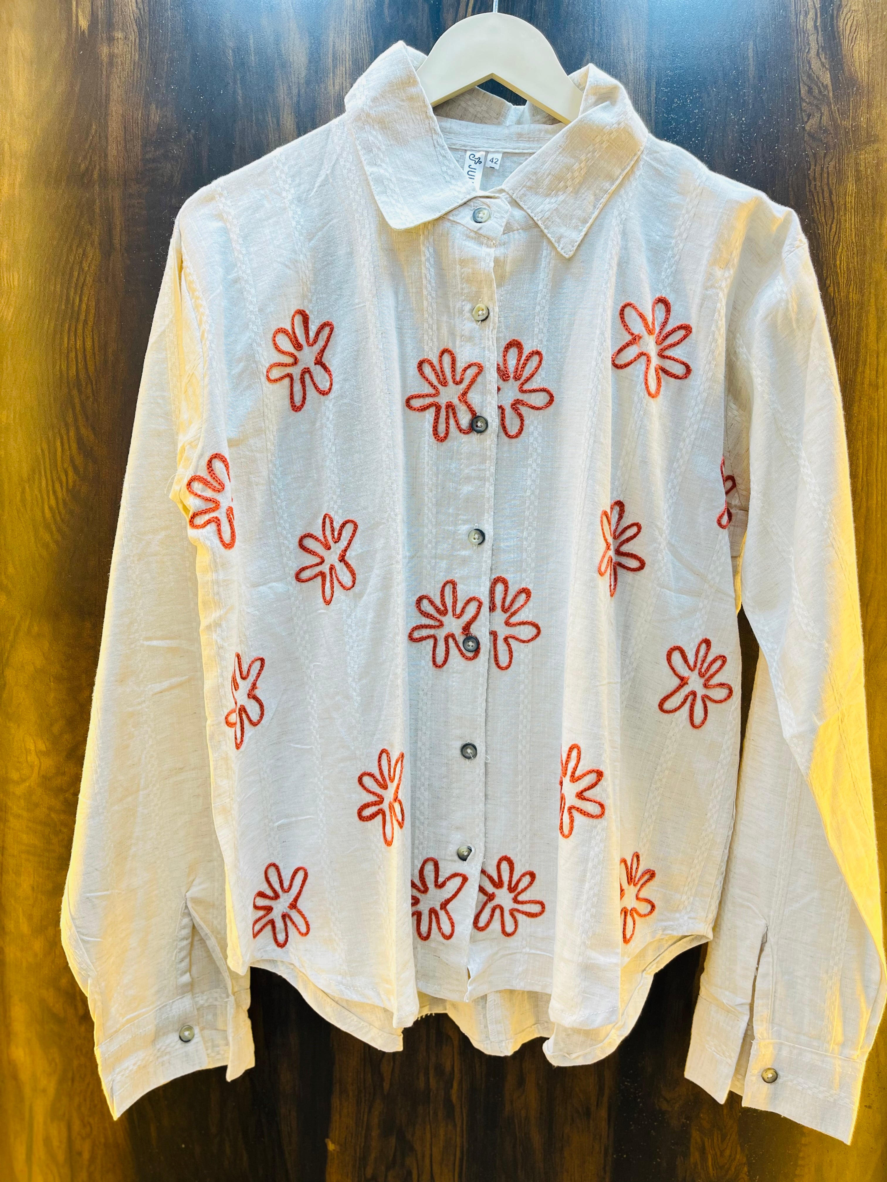 Orange Embroidered Shirt