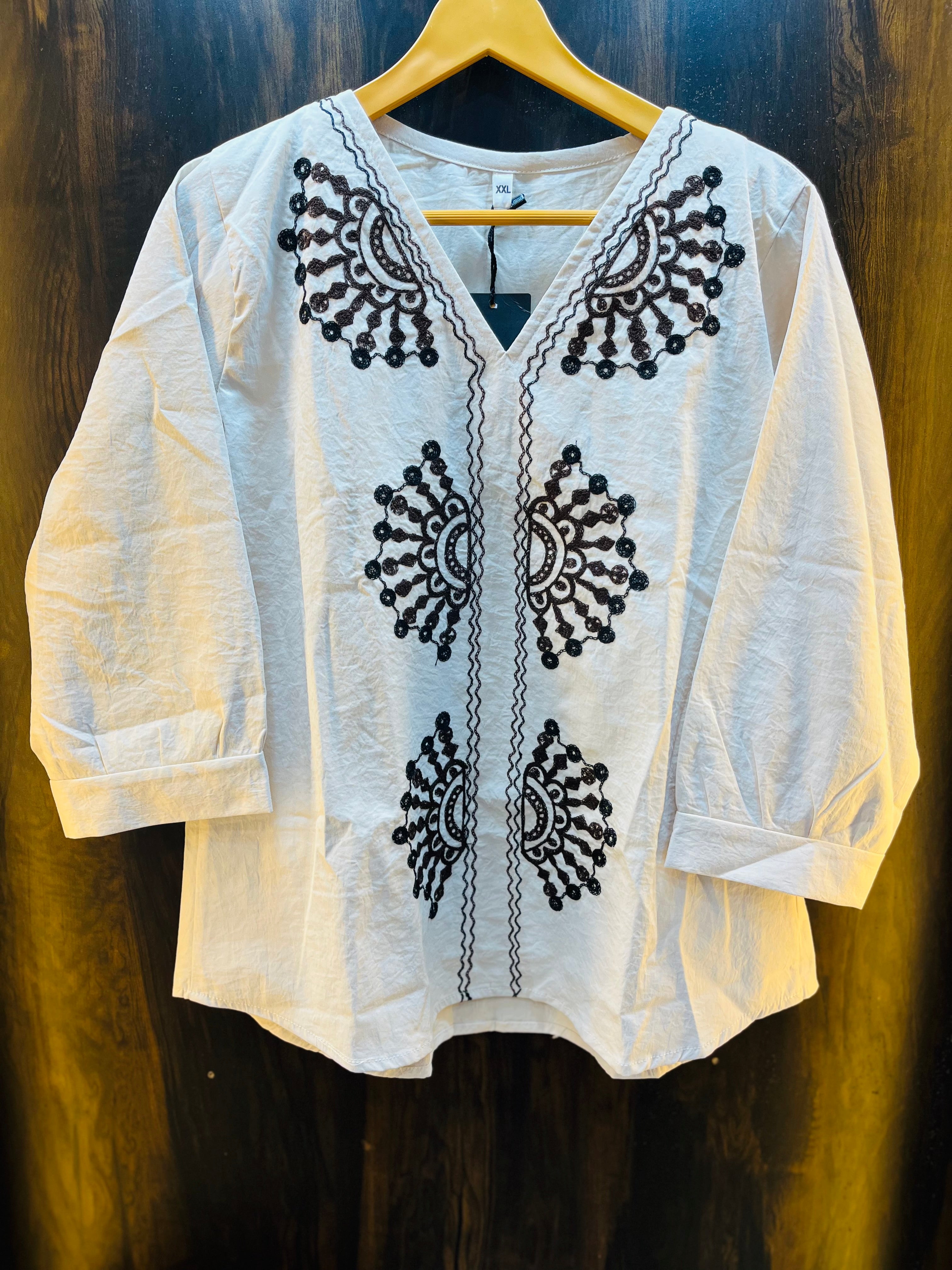 Brown Embroidered Top