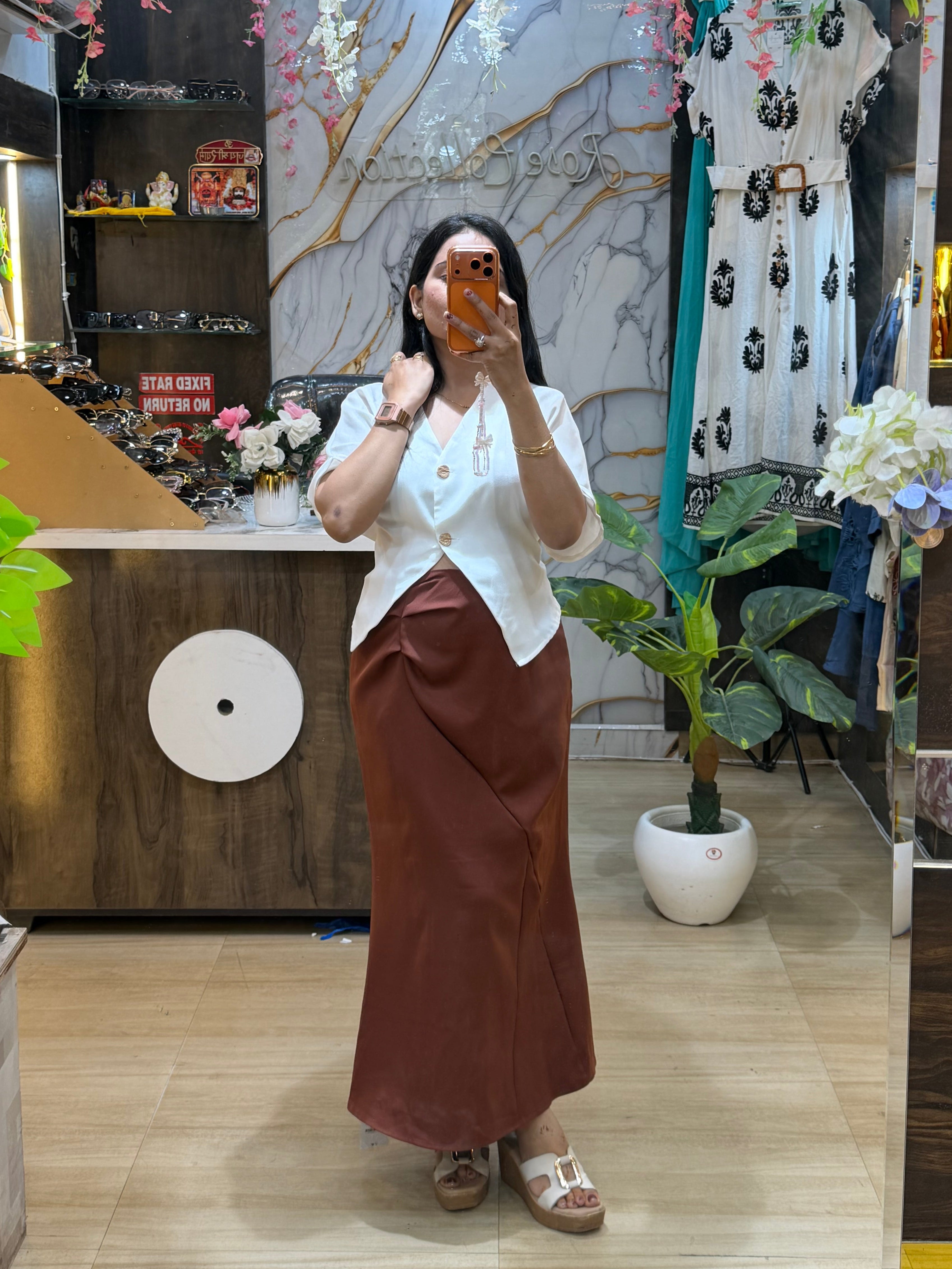Rusty Brown Skirt Top Co-ord