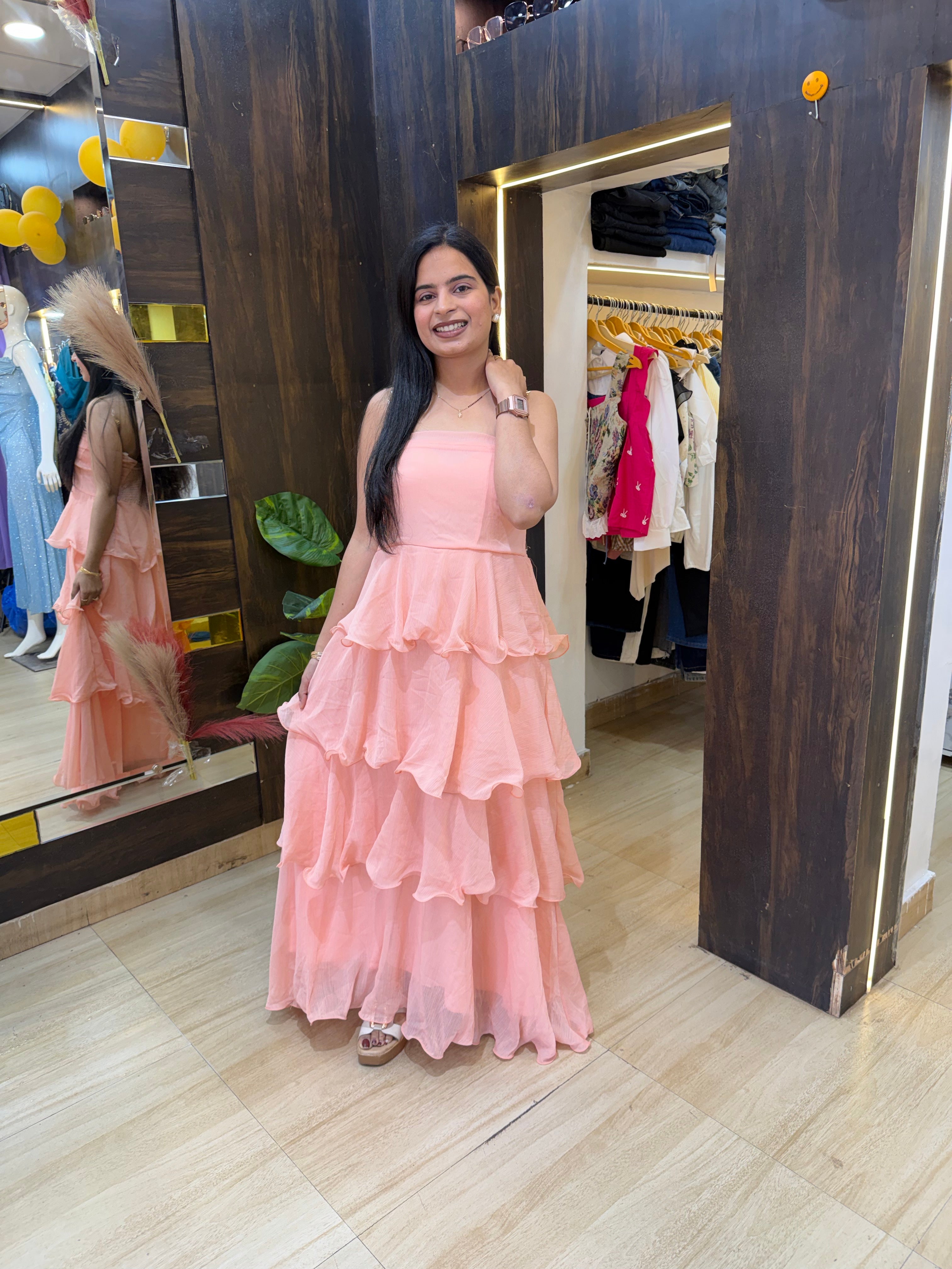Peachy Frill Cotton Dress