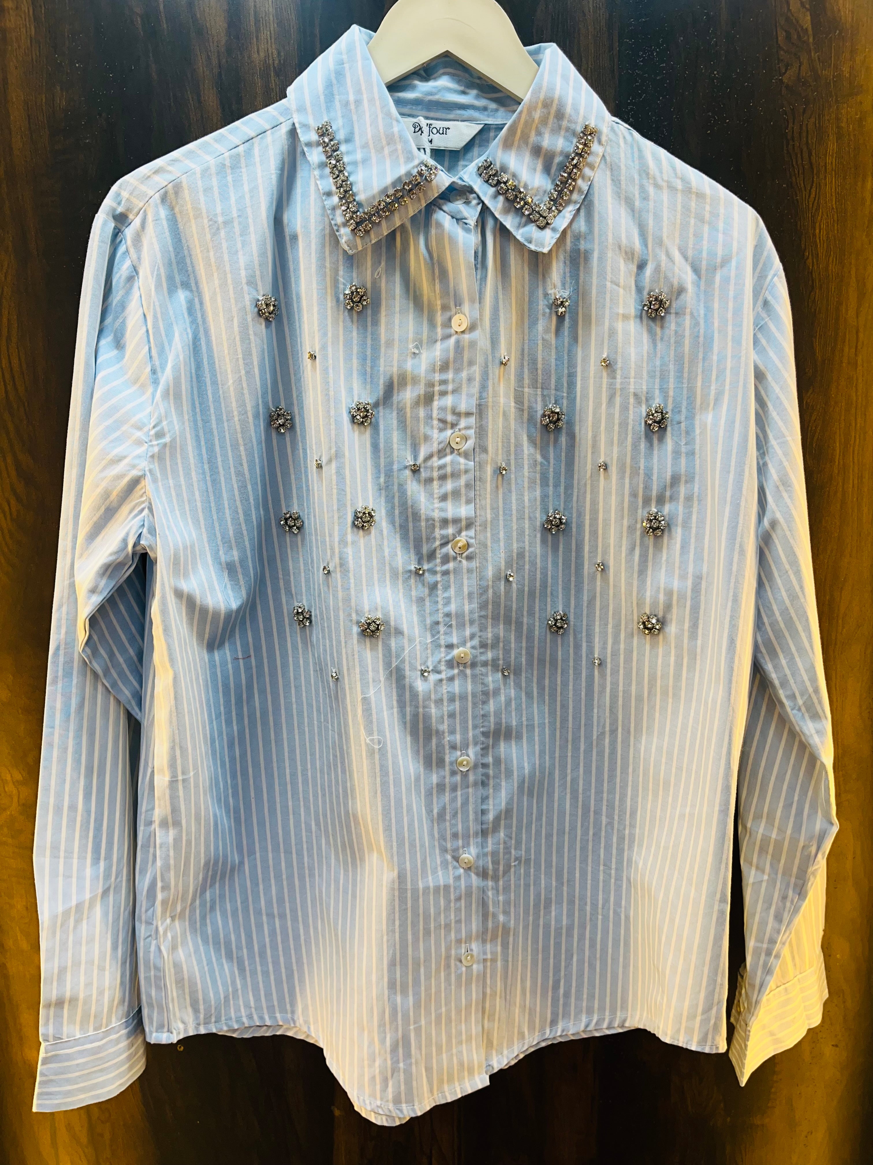 Stripes Stone Work Premium Imported Shirt